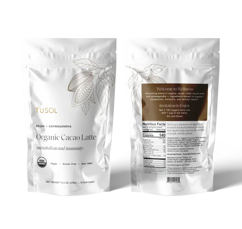 TUSOL Organic Cacao + Ashwagandha Latte Mix